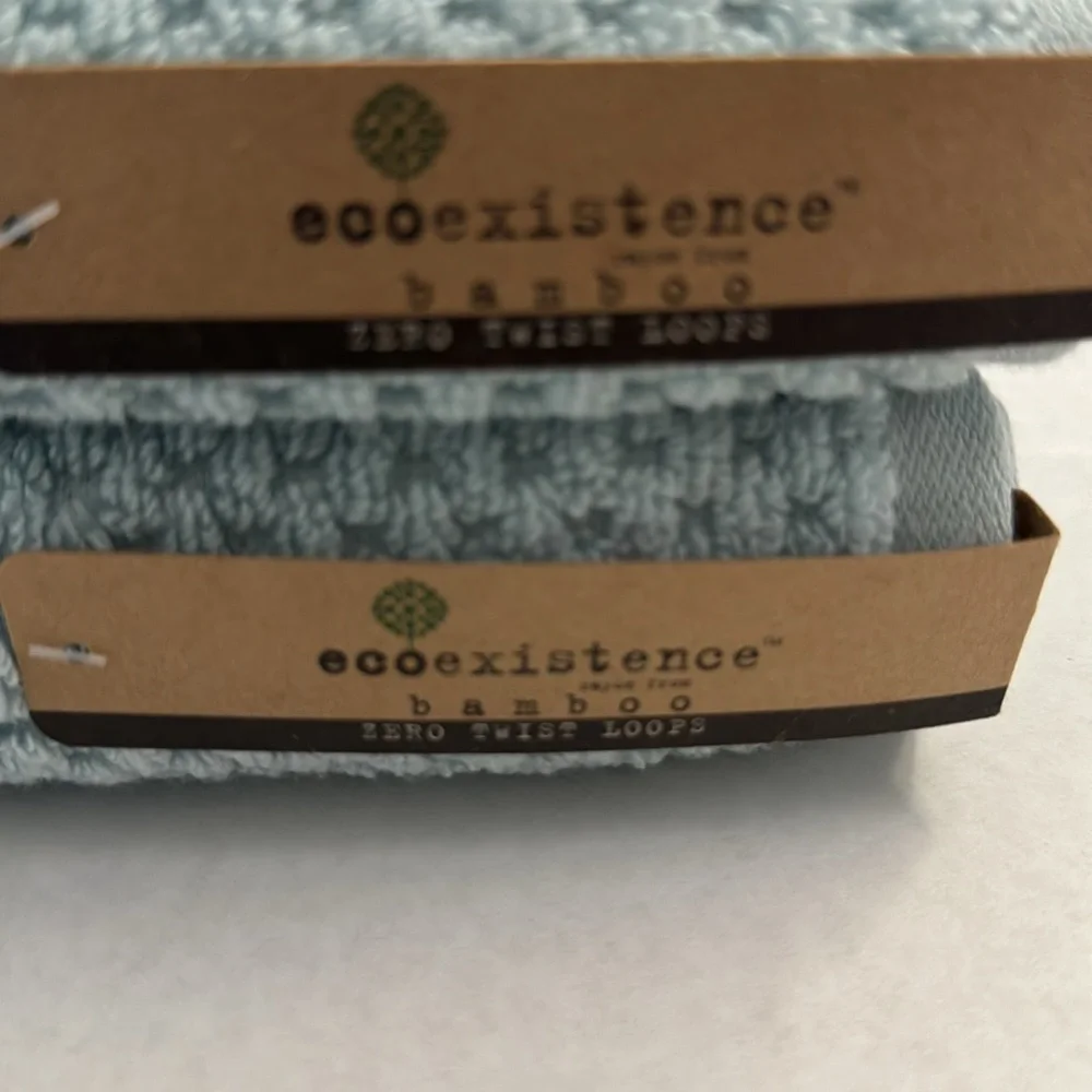 2pc ECOEXISTENCE Bamboo Zero Twist Loops Bath Towel Set - Mystical Blue